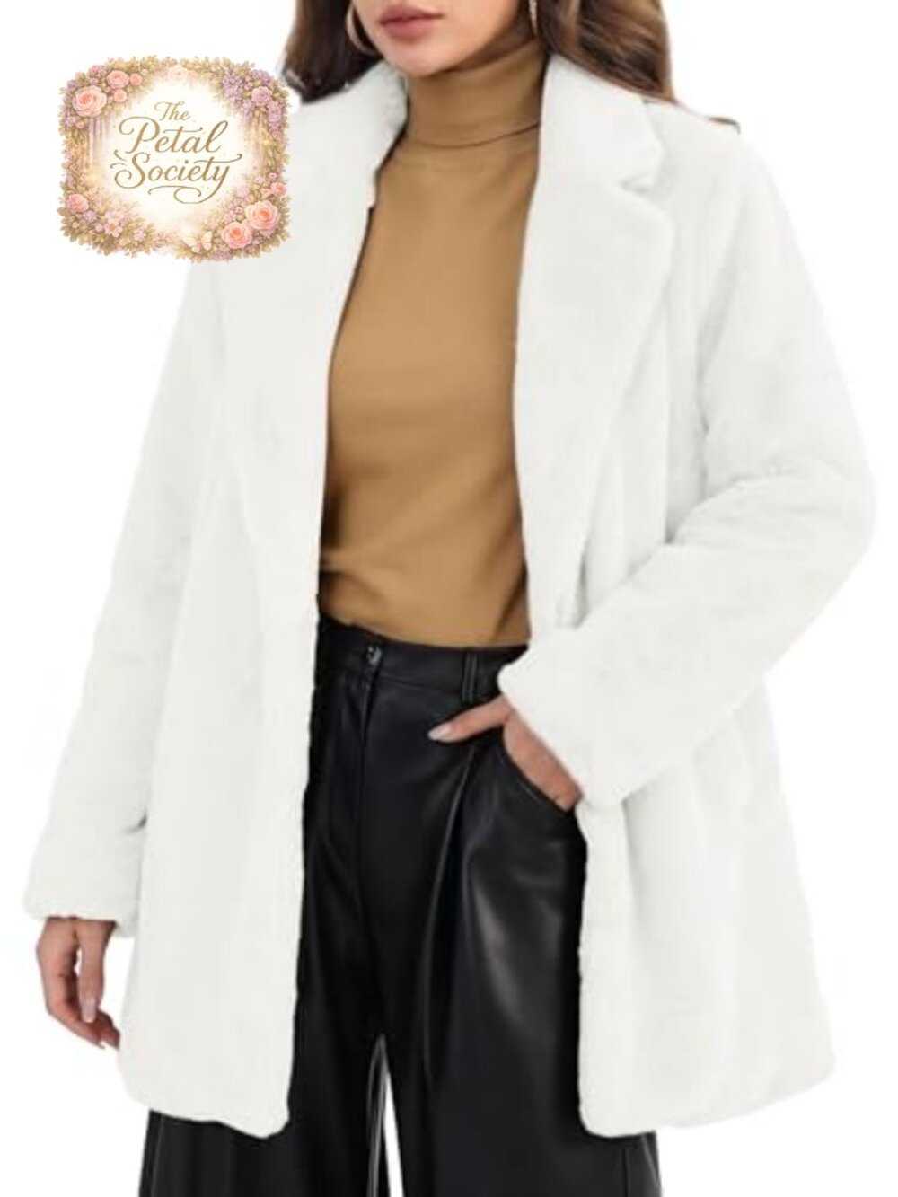 Faux Fur Coat Long Sleeve Open Front Winter Jacket